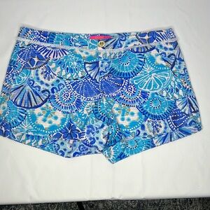 Lilly Pulitzer Adie Shorts Size 10 with Fringed Waistband, scalloped side seam